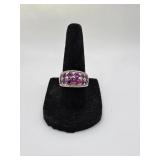 Sterling 925 Ring w Pink Stones- 5.9 Grams