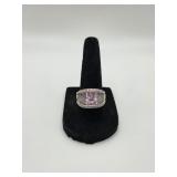 Sterling MEDA Ring w Pink Center Stone- 7 Grams