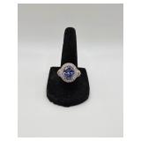 Sterling 925 Gold Wash Ring w Purple Center Stone