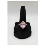 14KT Rose and White Gold MEDA Ring w Pink Stone