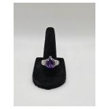 10KT White Gold Pear Shaped Tanzanite Ring- 6.1 G