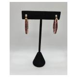 Sterling 925 Goldwash Earrings w Pink Stones