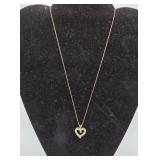 10 KT Gold Heart & Diamond Necklace- 3.3 Grams