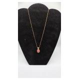 Sterling 925 Goldwash Pendant Necklace with Pink
