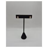 14K Gold Earrings with Clear Stones - 1.3 Grams