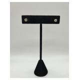 14KT Gold Solitaire Earrings w Aqua Stones- .5 G