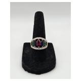 Sterling 925 Goldwash Ring w Gemstones