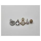 (5) Sterling 925 Pendants with Clear Stones -