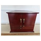 Cherry Colored Wood Jewelry Box- 15x9.5x12