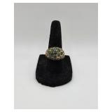 Sterling 925 Gold Wash Ring w Green Stones