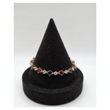 Sterling 925 Gold Wash Multi-Color Stone Bracelet