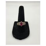 10 KT Gold Ruby & Diamond Ring- 3.6 Grams