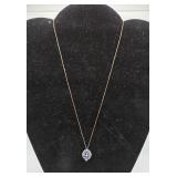 14 KT Gold Sapphire & Diamond Necklace- 3.3 Grams