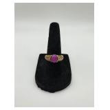 Sterling Goldwash Ring w Pink Stone