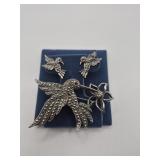 Avon Hummingbird Brooch & Earrings