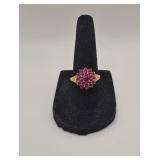 14KT Gold Ruby Cluster Ring- 2.6 Grams