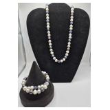 Cultured Pearl Necklace with Pair of Matching