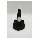 Sterling 925 Gold Wash Ring w Opal- 6.6 Grams