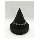 Sterling 925 Bracelet w Green Stones- 13.2 Grams