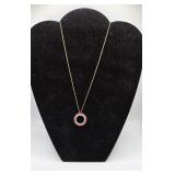 Sterling 925 Goldwash Pendant Necklace with Red
