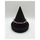 Sterling 925 Goldwash Bracelet w Purple Stones