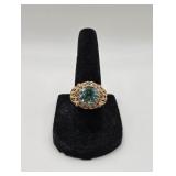 Sterling Goldwash Ring w Blue Stone- 6.5 Grams