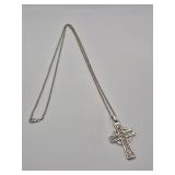 Sterling 925 Necklace with Cross Pendant 17.3