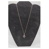 Sterling 925 Goldwash Pendant Necklace with Blue