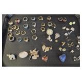 Costume Jewelry- including Qty of Rings, Earrings