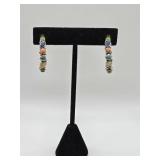 Sterling 925 Hoop Earrings w Stones