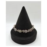 Sterling 925 Bracelet w Flowers & Gemstones