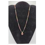 14KT Gold Charm & Clasp Beaded Necklace