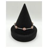 14KT Rose Gold & White Gold Bracelet w Pink Stones