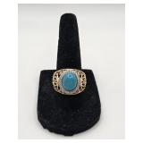 Sterling Gold Wash RIng w Turquoise Colored Stone