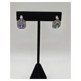 Sterling 925 Earrings w Blue Stones- 8.8 Grams