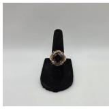 Sterling 925 Goldwash Ring w Smoky Quartz