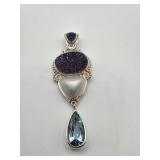 Sajen Sterling 925 Pendant with Druzy and Blue