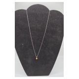 Sterling 925 Single Stone Necklace - 1 Gram - 9'