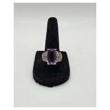 Serling 925 Ring w Purple Stone- 8.4 Grams