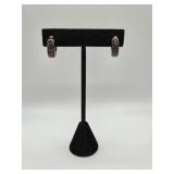 Sterling 925Goldwash Earrings w Blue & Clear Stone