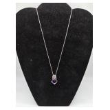 Sterling 925 Pendant Necklace with Purple Stone