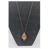 14/20 GF Necklace w Amber Colored Stone