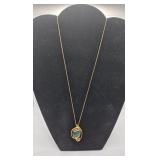 1/2 of 14KT GF Necklace w Green Stone Pendant