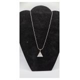 Sterling 925 Pendant Necklace with Clear Stones -