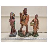 (3) Ceramic Painted Native Americans