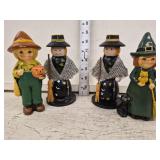 (4) Halloween Figures  - Ceramic and Wooden