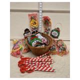 Qty of Vtg Christmas Toys, Pencils and Jewelry