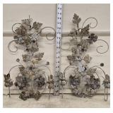 Pair of Metal Wall Art Candlestick Holders
