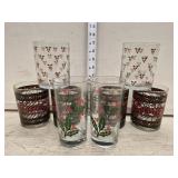 (8) Vtg Holiday Glasses