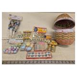 Qty of Miniature Easter Ornaments in Egg Basket